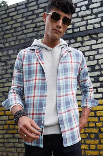 Men's multi checks print shirt