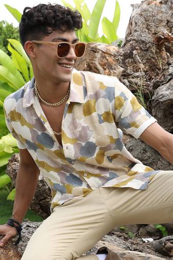 Men's multicolour abstract print shirt
