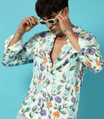 Men's rose garden print button up shirt