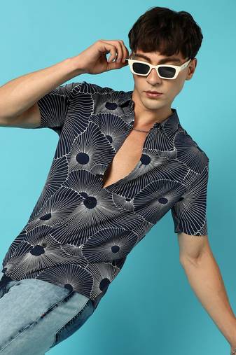 Men's mushroom print button up shirt