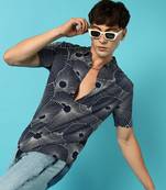 Men's mushroom print button up shirt
