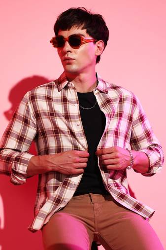 Campus sutra men's multicolour checkered regular fit casual shirt