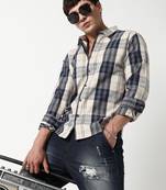 Campus sutra men's tartan plaid button up shirt