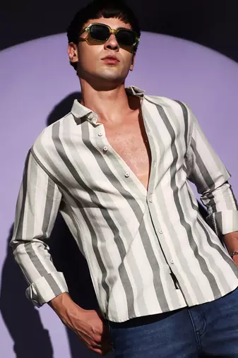 Campus sutra men's multitrack striped button up shirt