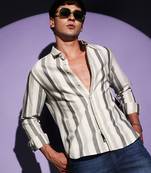 Campus sutra men's multitrack striped button up shirt