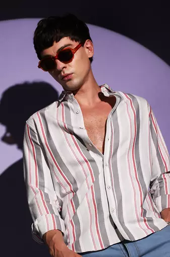 Campus sutra men's multitrack striped button up shirt