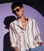 Campus sutra men's multitrack striped button up shirt