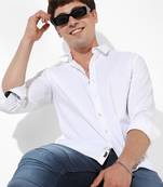 Campus sutra men's solid white regular fit casual shirt