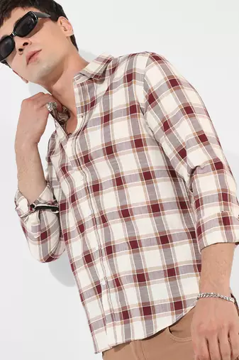 Campus sutra men's multicolour checkered regular fit casual shirt