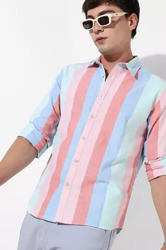 Men's multicolour roman striped shirt