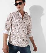 Men's abstract print button up cotton shirt