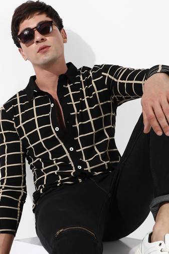 Men's black graph checks shirt