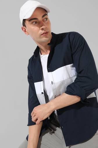 Men's multicolour colourblocked casual shirt
