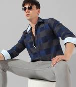 Men's blue checkered casual shirt