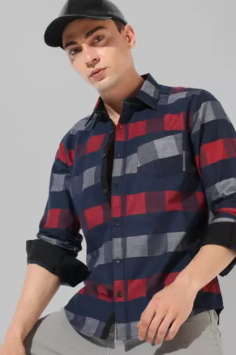 Men's multicolour checkered casual shirt