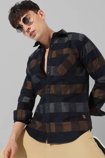 Men's multicolour checkered casual shirt