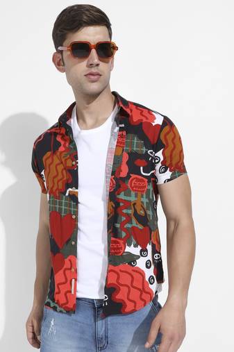 Men's multicolour artistic romance shirt