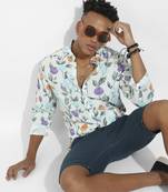 Men's rose garden print button up shirt