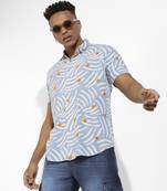 Men's abstract print button up shirt