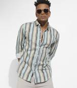 Men's mint green faded barcode striped shirt