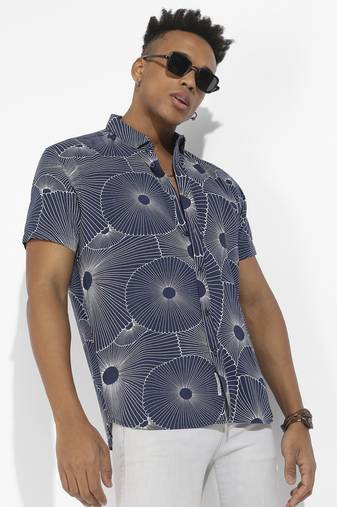 Men's mushroom print button up shirt