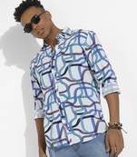 Men's abstract print button up shirt
