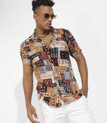 Men's multicolour aztec print shirt