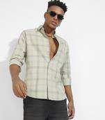 Men's sage green tartan plaid shirt
