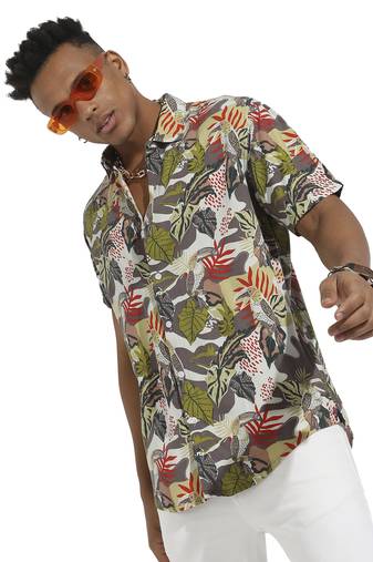 Men's multicolour artistic jungle shirt
