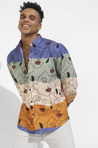 Men's multicolour face line shirt