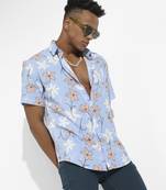 Men's sky blue airy flower shirt