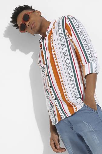 Men's multicolour geometrical print shirt