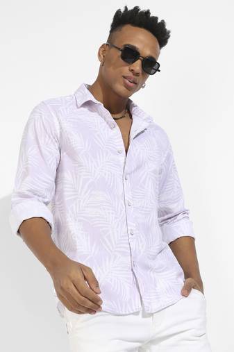 Men's lilac contrast pinstriped shirt