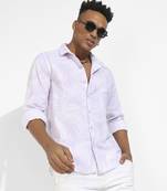 Men's lilac contrast pinstriped shirt