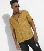 Men's mustard yellow minimal aztec shirt