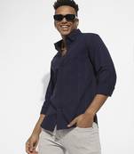 Men's navy blue & red ombre striped shirt