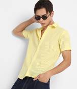 Men's lemon yellow see-through square shirt