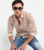 Men's brown contrast lines shirt