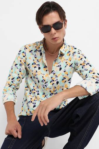 Men's multicolour leaf strokes shirt