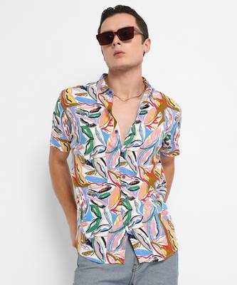 Men's multicolour abstract foilage shirt 1