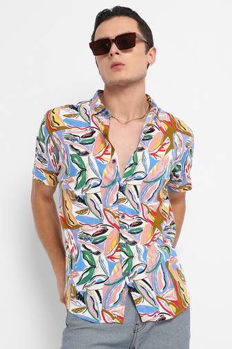 Men's multicolour abstract foilage shirt