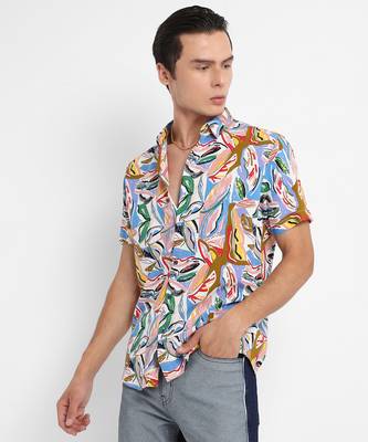 Men's multicolour abstract foilage shirt 2