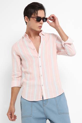 Men's light pink shadow striped shirt