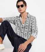 Men's black & grey geometric aztec print shirt