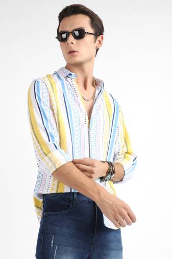 Men's multicolour geometrical print shirt