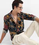 Men's multicolour artistic flowers shirt