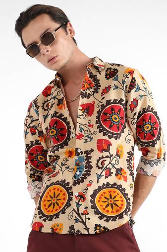 Men's multicolour ethnic floral shirt