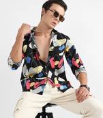 Men's multicolour abstract lined through shirt