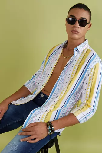 Men's multicolour geometrical print shirt