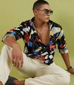 Men's multicolour abstract lined through shirt